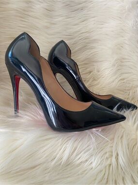 Christian Louboutin Black Patent Leather d’Orsay Pumps Red Bottom Heels SZ 8.5